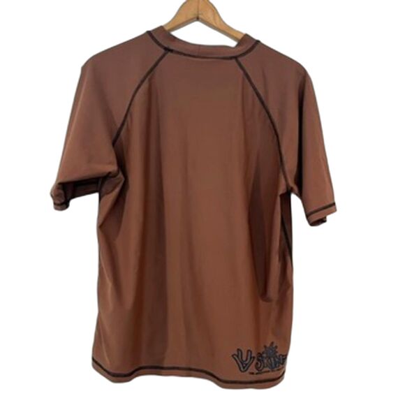 UV Skins Brown Rash Guard Swim Shirt XXL 2XL Mock Neck Short Sleeves - Picture 2 of 6